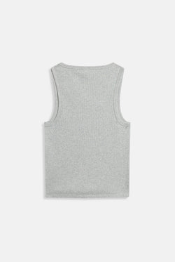 Displays the Silver Marl Diamanté 'Juicy' branded DOG CREST VEST