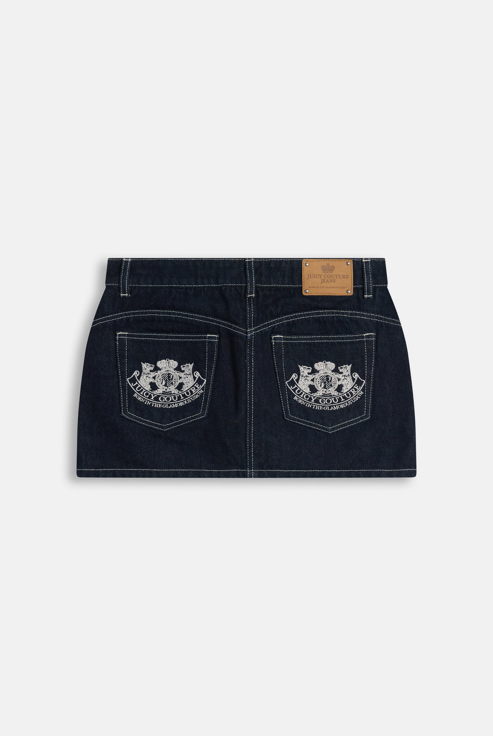 Indigo Denim Dog Crest Mini Skirt