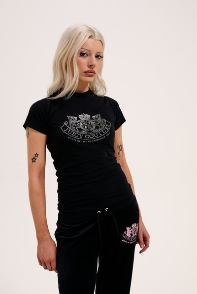 BLACK DOG CREST DIAMANTÉ TSHIRT