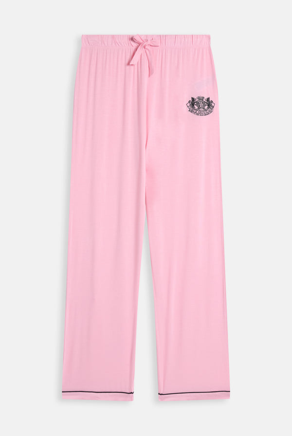 Displays the Juicy Pink 'Juicy' branded Dog crest pyjama set 