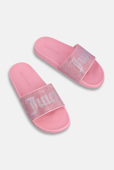 JUICY PINK DIAMANTÉ VELOUR SLIDER