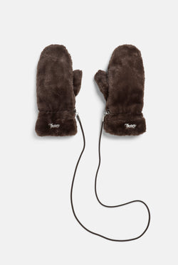 Displays a pair of Java 'Juicy' branded Drawstring Fur Mittens
