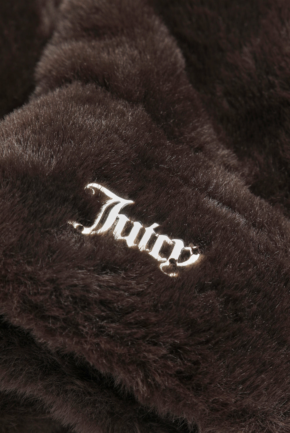 Displays a pair of Java 'Juicy' branded Drawstring Fur Mittens featuring the juicy branding