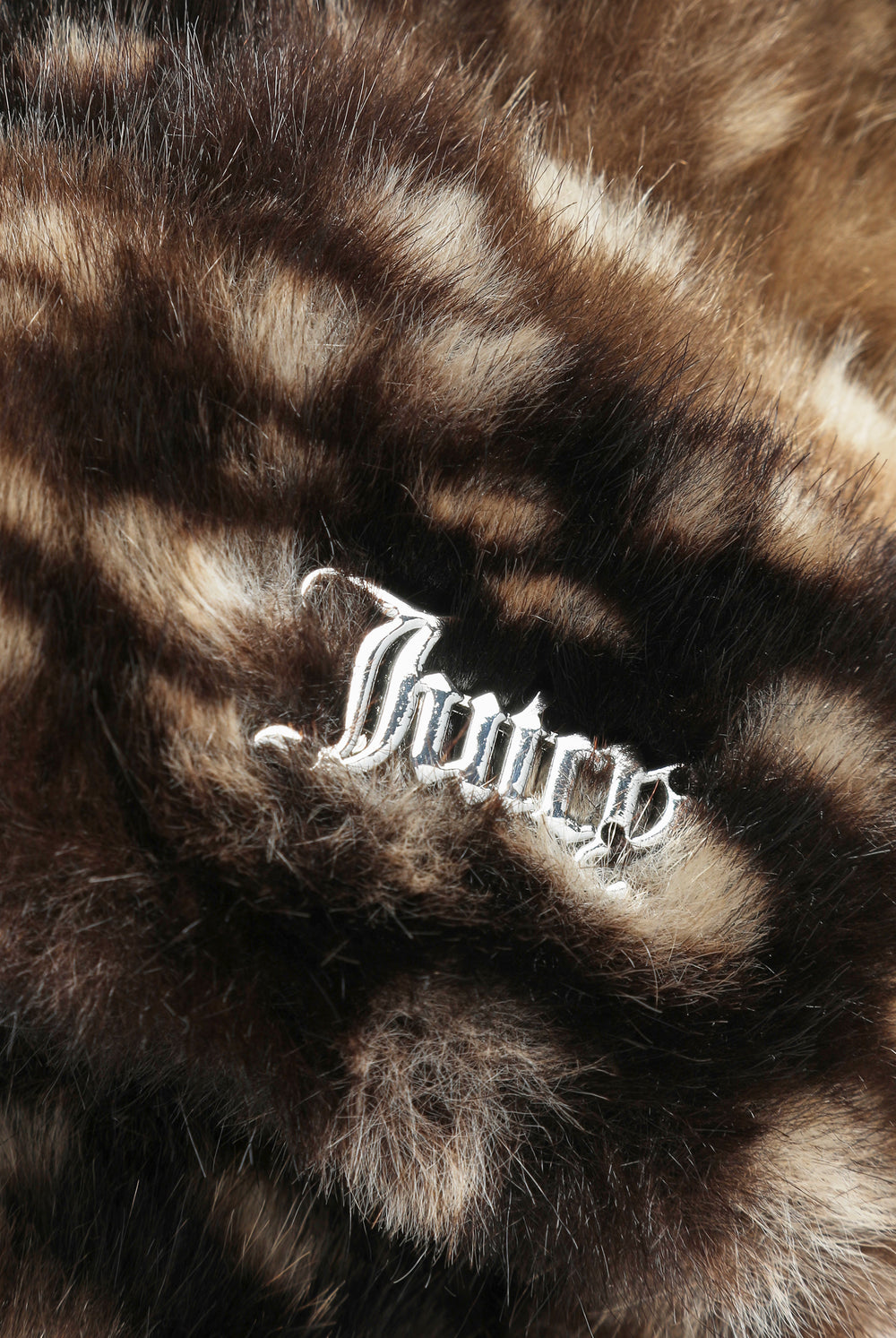 Displays the Bambi Print 'Juicy' branded Drawstring Fur Mittens featuring the juicy branding 