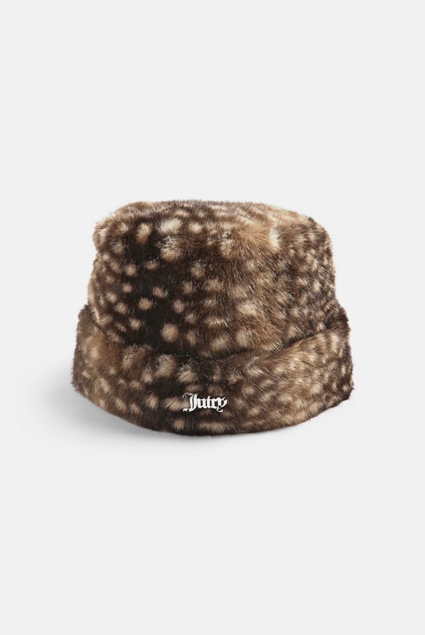 Bambi Print Faux Fur Hat