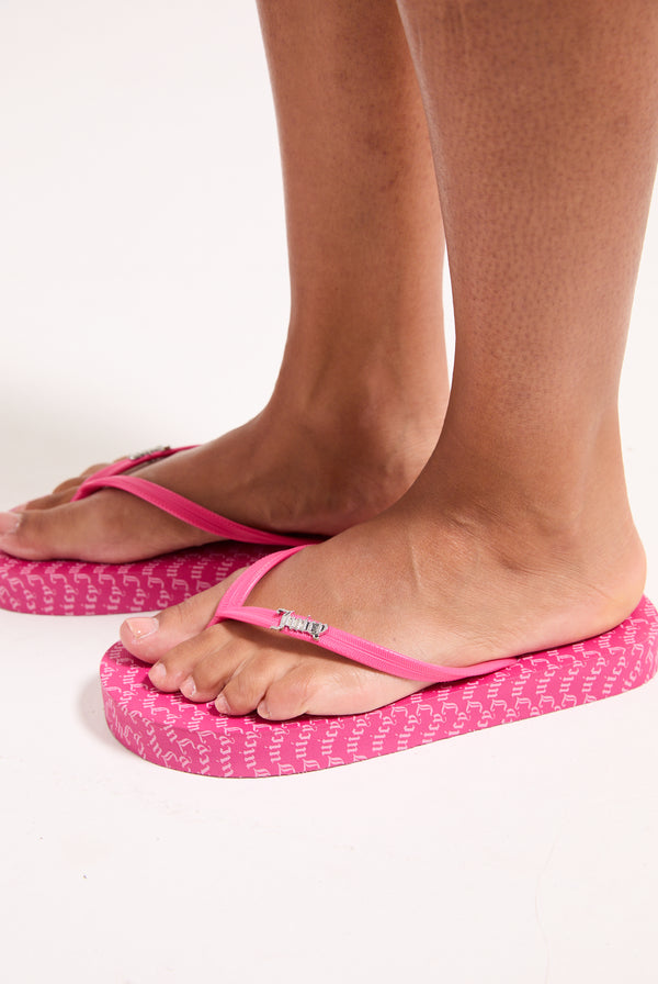 PINK JUICY LOGO PRINT FLIP FLOP