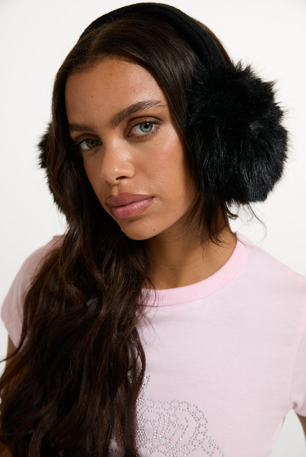 Black Faux Fur Ear Muffs