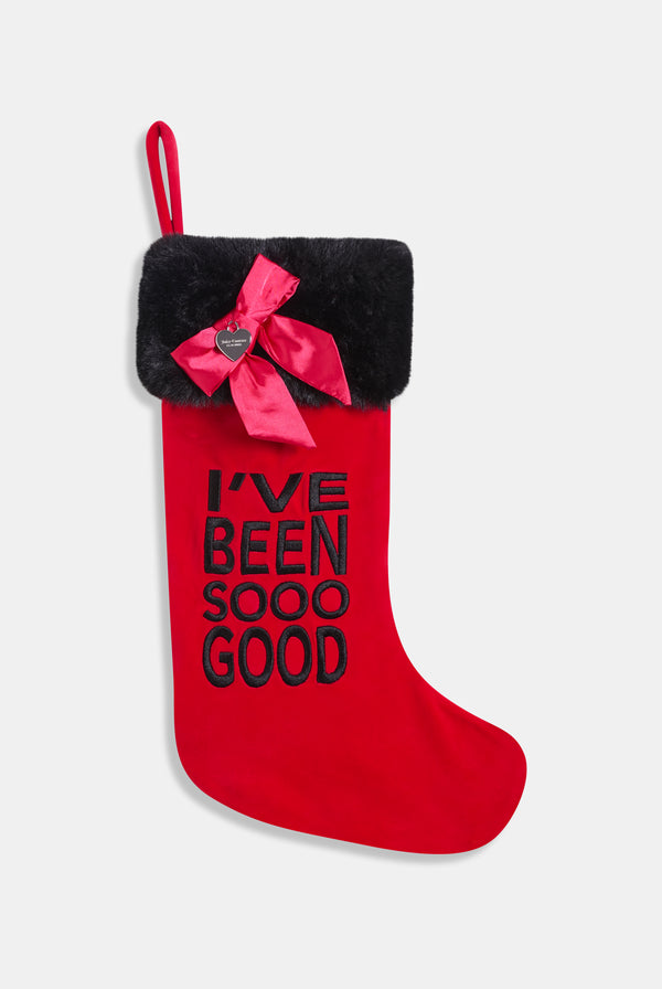 Displays the Red 'Juicy' branding 'I've been so good' stocking 