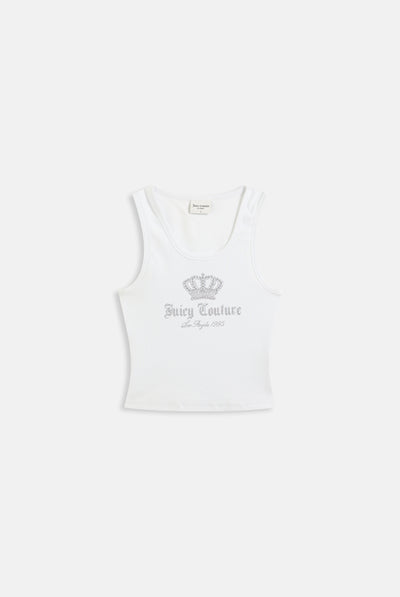 WHITE RIBBED DIAMANTÉ CROWN VEST