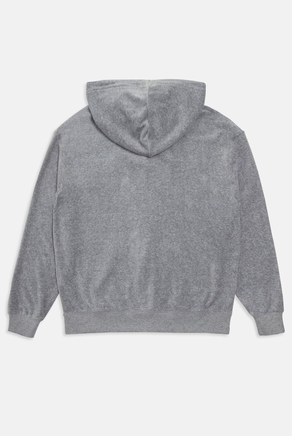 Displays the Silver Marl 'Juicy' branded Cotton velour oversized hoodie