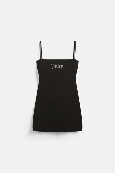BLACK MODAL JERSEY DIAMANTÉ MINI DRESS