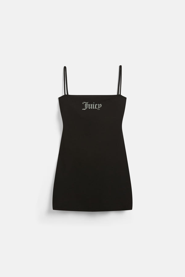 BLACK MODAL JERSEY DIAMANTÉ MINI DRESS