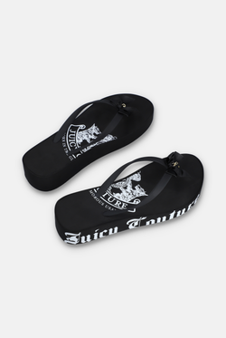 Displays a pair of the Black Heritage 'Juicy' branded wedge slides