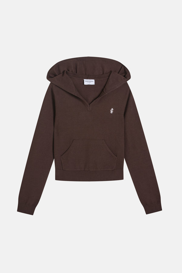 Displays the Java 'juicy' branded heritage knit hoodie 