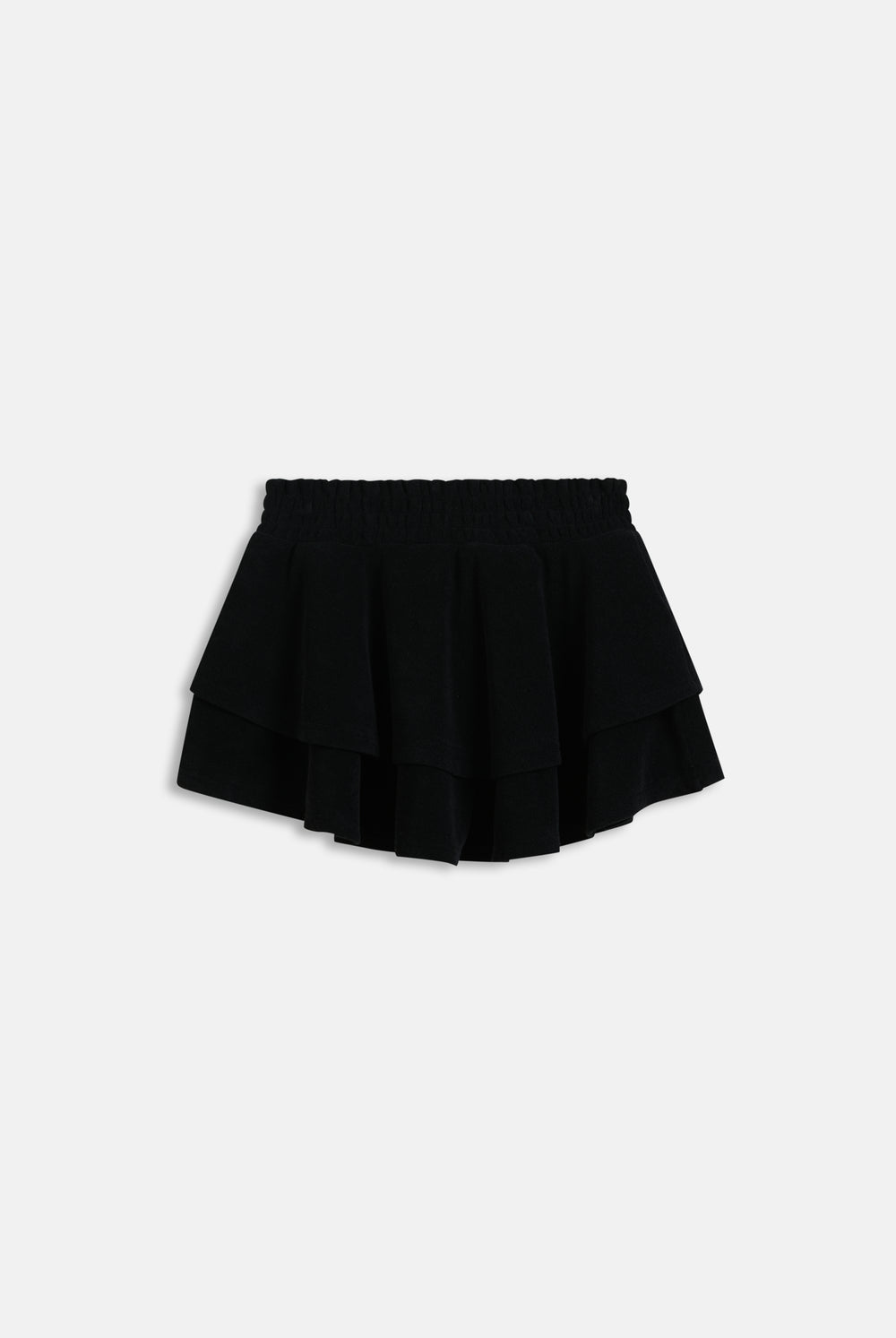 Displays the Black Heritage 'Juicy' branded smoked tier skirt