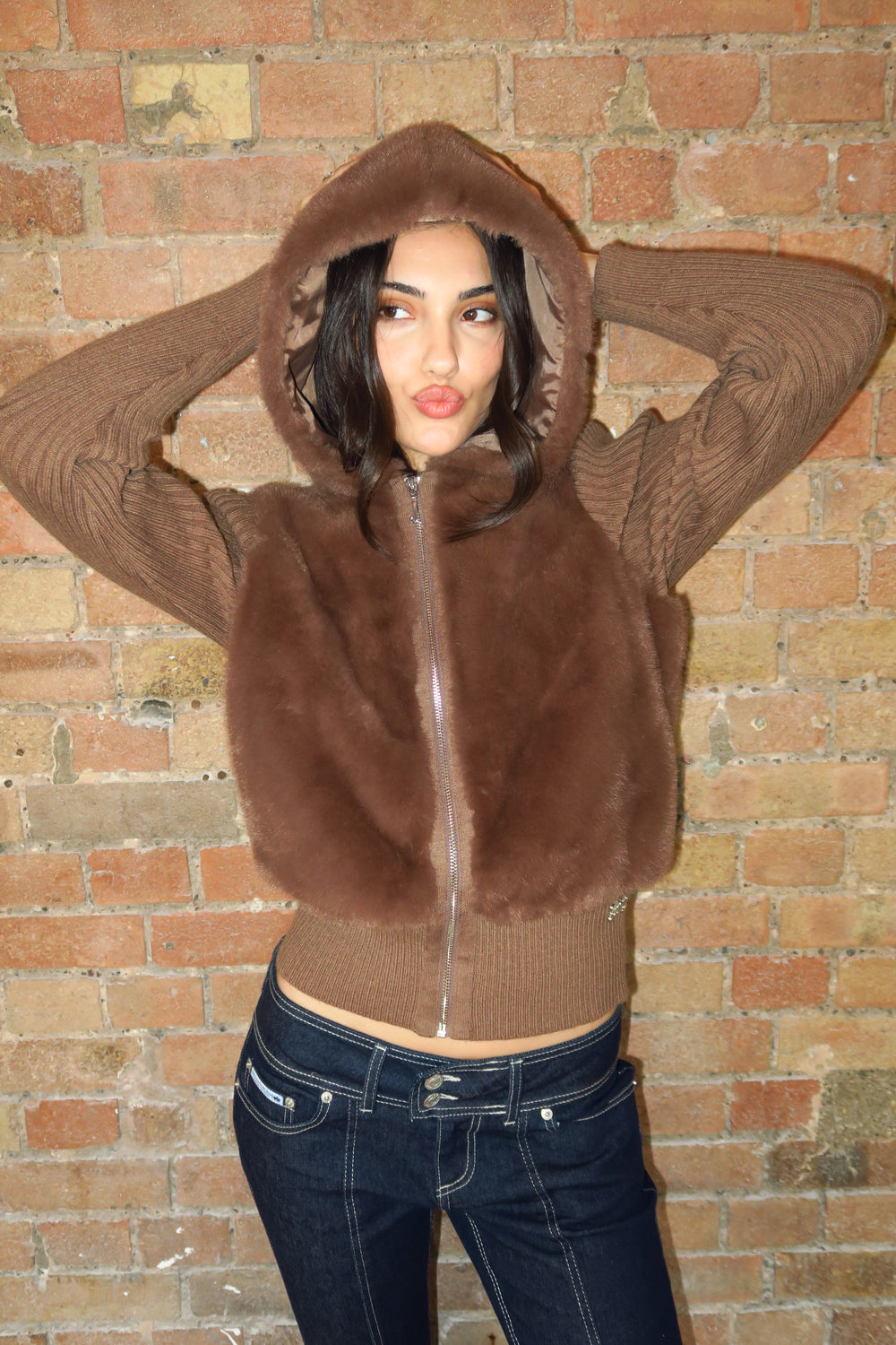 Java Faux Fur Knitted Jacket
