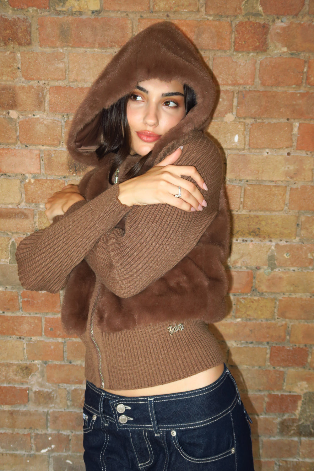 Java Faux Fur Knitted Jacket