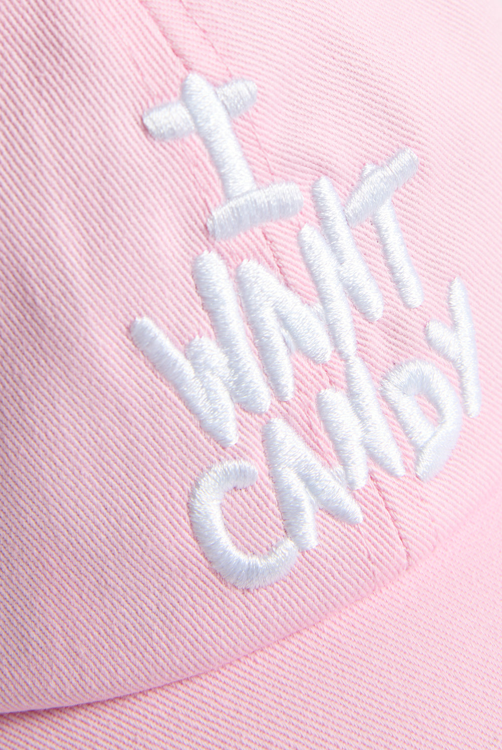 Displays the Cherry Blossom 'Juicy' branded  I want candy baseball cap featuring I want candy branding 