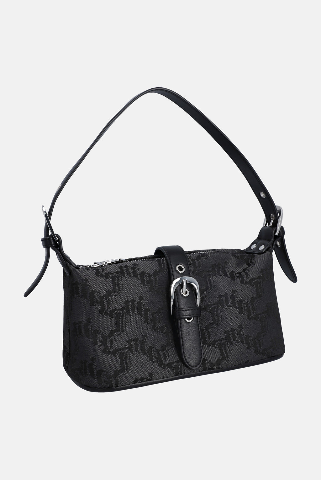 BLACK JACQUARD SOFT BUCKLE BAG
