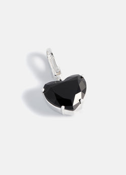 Displays the Black 'Juicy' branded crystal heart and silver drop charm 