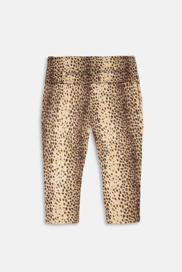 Displays the natural cheetah print 'juicy' branded roll down capri 