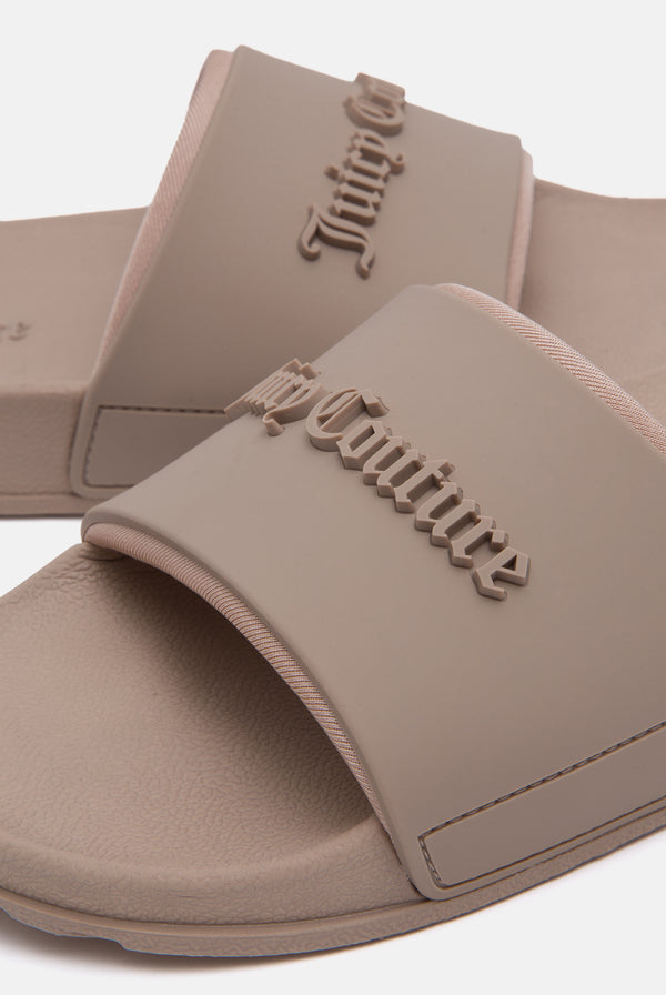 WARM TAUPE EMBOSSED SLIDERS