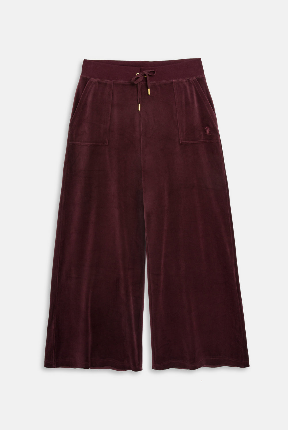 Winetasting/ Gold Wide Leg Classic Velour Track Pant