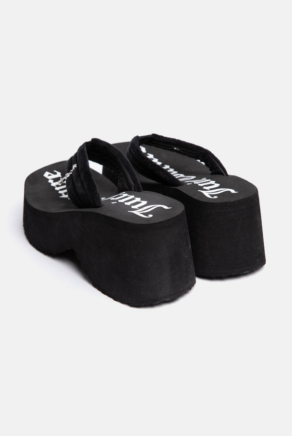 BLACK Y2K PLATFORM WEDGE WITH CHARM