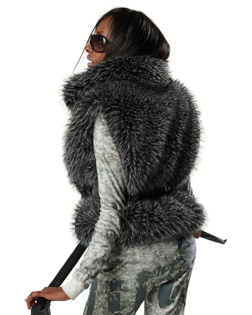 Racer x Juicy Black Fur Vest