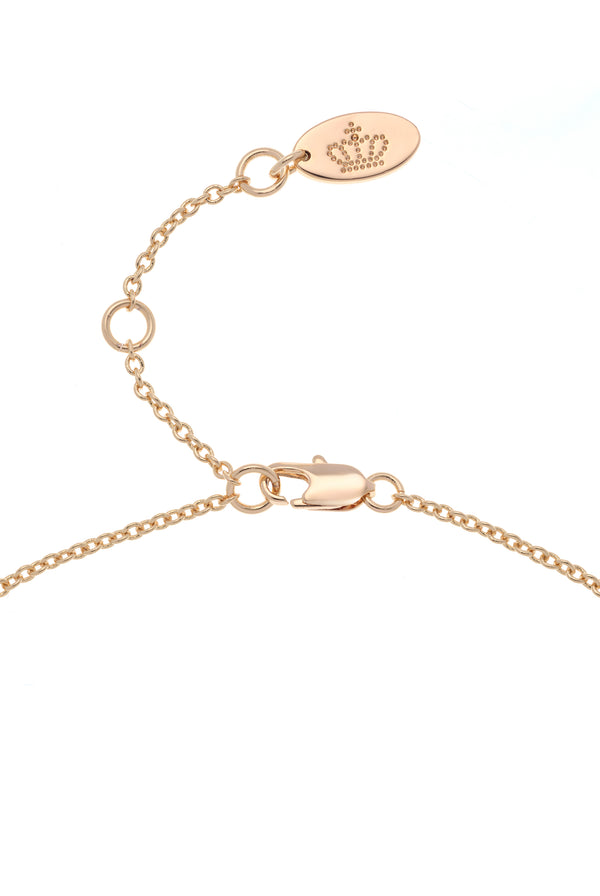 Displays the Gold Tone 'Juicy' branded crystal icon heart pendant necklace