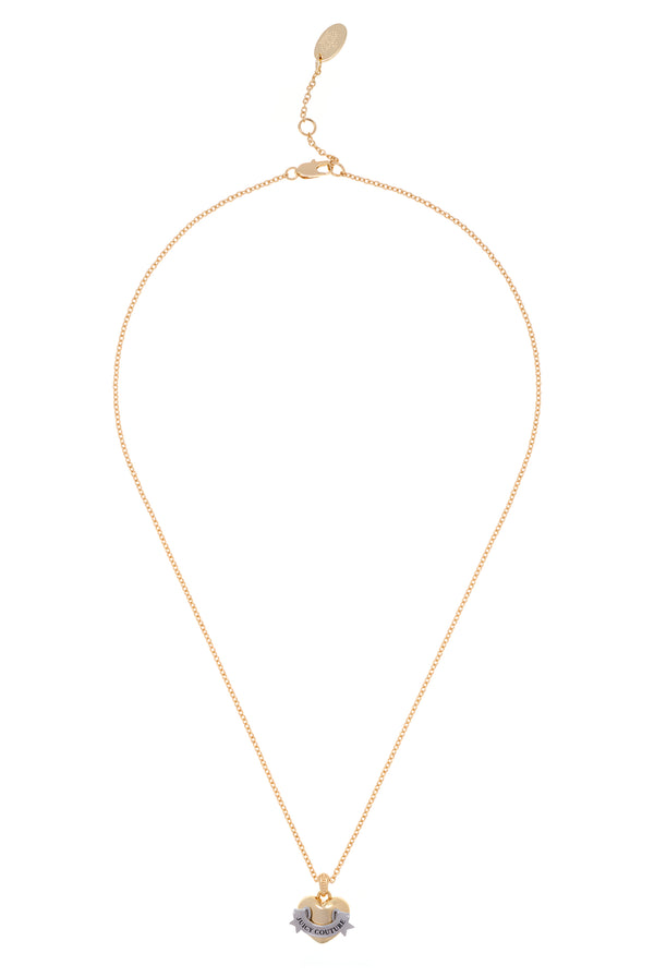 Displays the Gold and Silver tone 'juicy' branded heart pendent