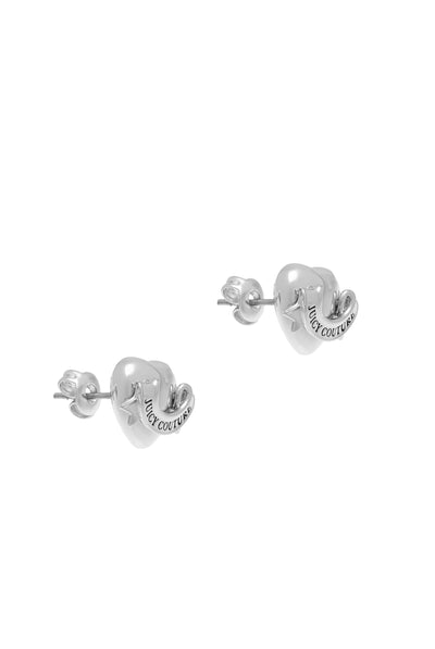 SILVER TONE ICON HEART STUD EARRINGS