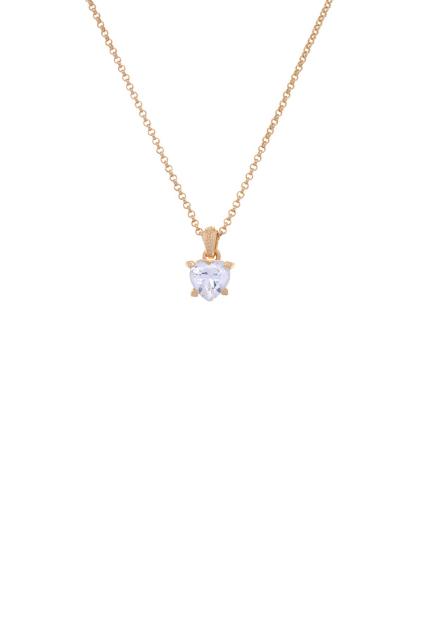 Displays the Gold Tone 'Juicy' branded solitaire crystal heart pendant 