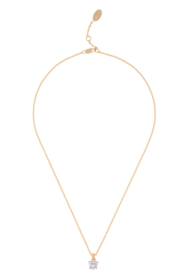 Displays the Gold Tone 'Juicy' branded solitaire crystal heart pendant 