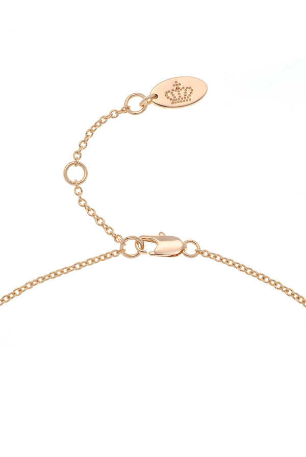 Displays the Gold Tone 'Juicy' branded solitaire crystal heart pendant 
