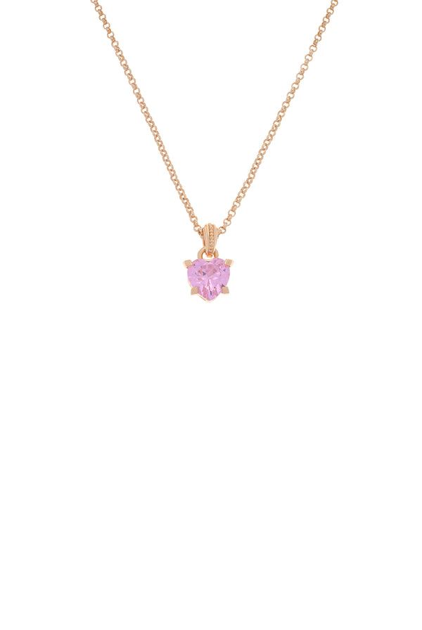 Displays the Gold Tone 'Juicy' branded solitaire crystal heart pendant