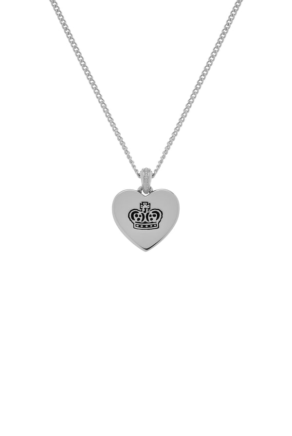 Displays the Silver Tone 'Juicy' branded reversible heart pendant 