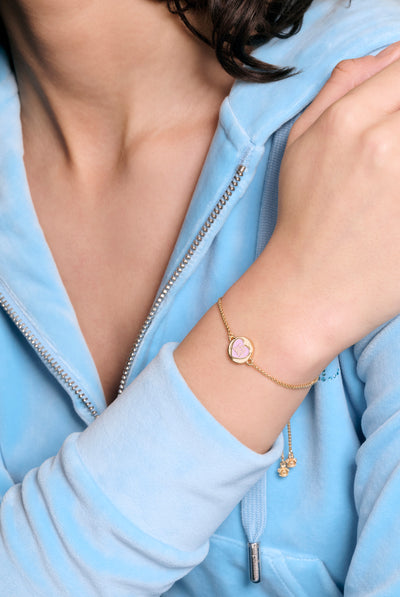 GOLD TONE LOVE JUICY REVERSIBLE ENAMEL ADJUSTABLE BRACELET