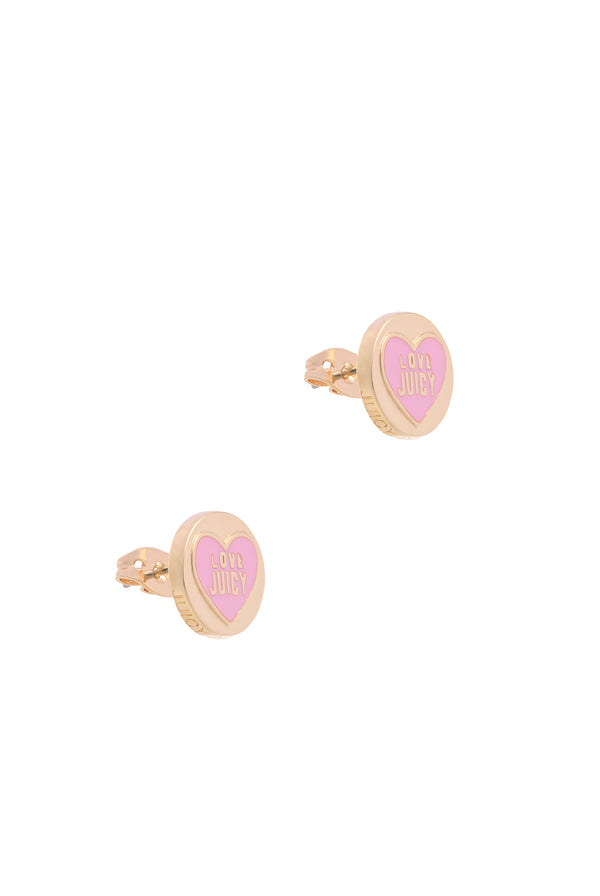 GOLD TONE LOVE JUICY ENAMEL STUD EARRINGS