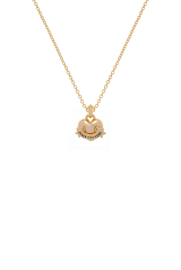 Displays the Gold tone 'juicy' branded icon heart small pendant 