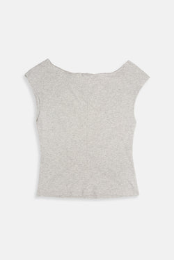 Displays the Silver Marl 'Juicy' branded off the shoulder T-Shirt 