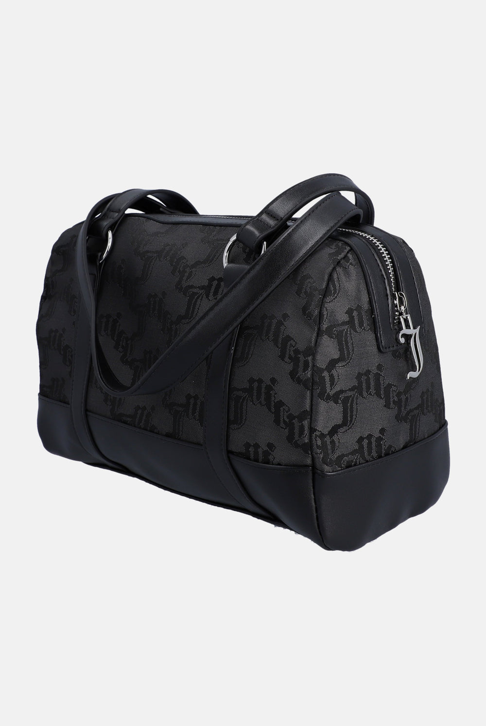 Black Jacquard Double Handle Shoulder Bag