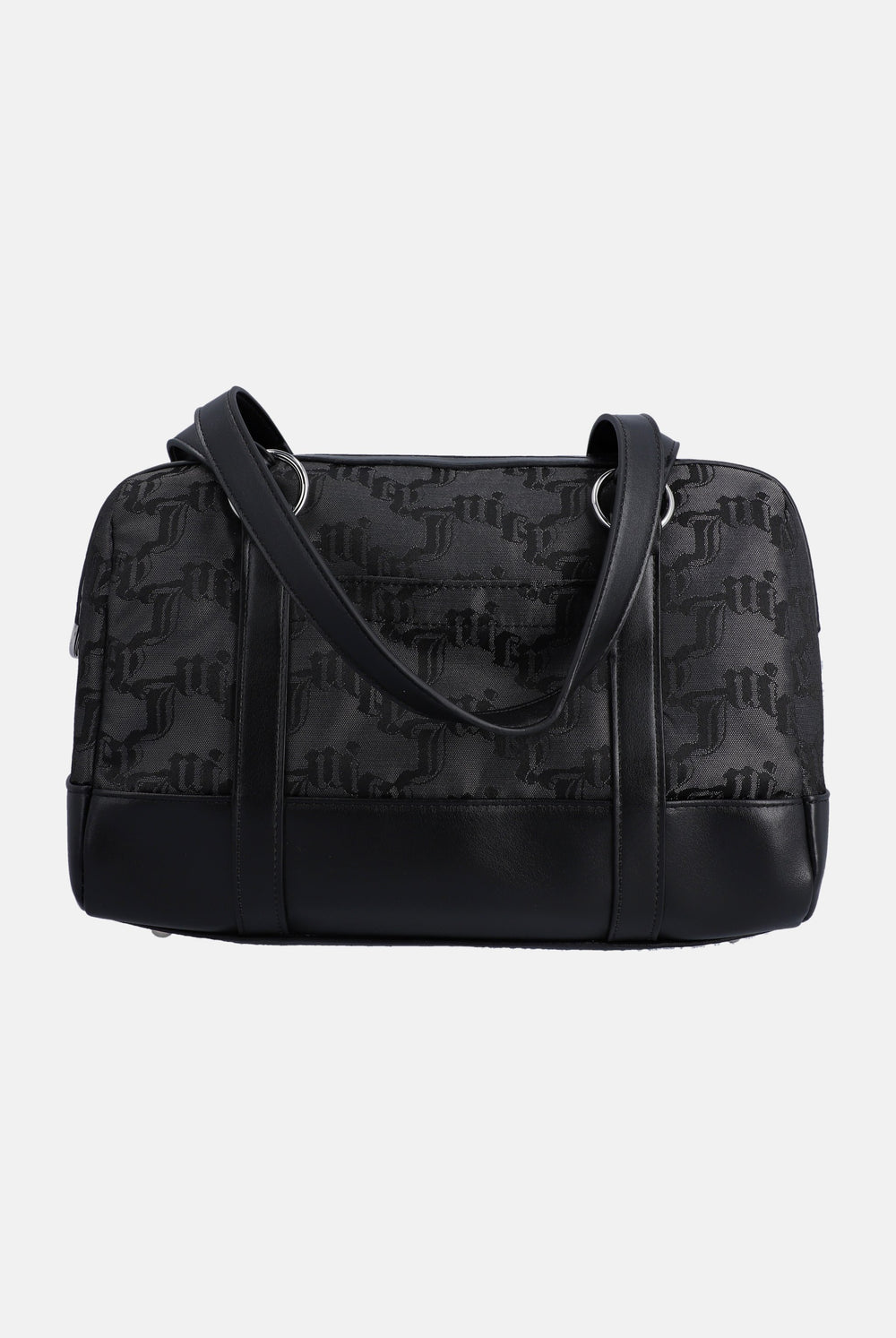 Black Jacquard Double Handle Shoulder Bag