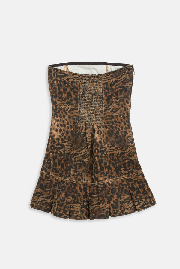 ANIMAL DENIM BANDEAU MINI DRESS