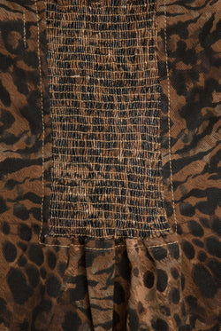 Displays the Animal 'Juicy' branded denim bandeau mini dress featuring close up on the details 