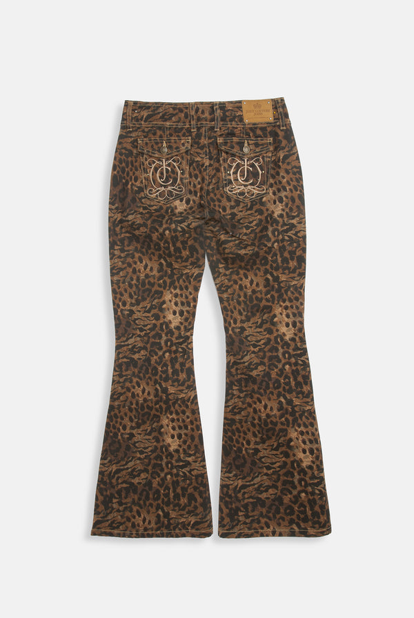 ANIMAL LOW RISE FLARED JEANS