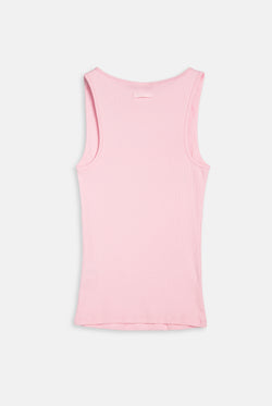 Displays the cherry blossom 'Juicy' branded longline ribbed vest
