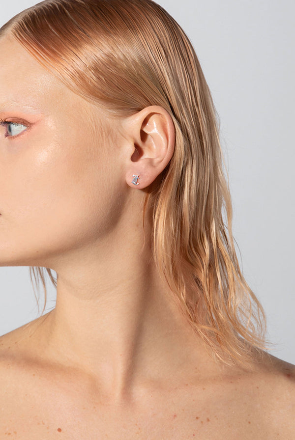 SILVER JC STUD EARRINGS