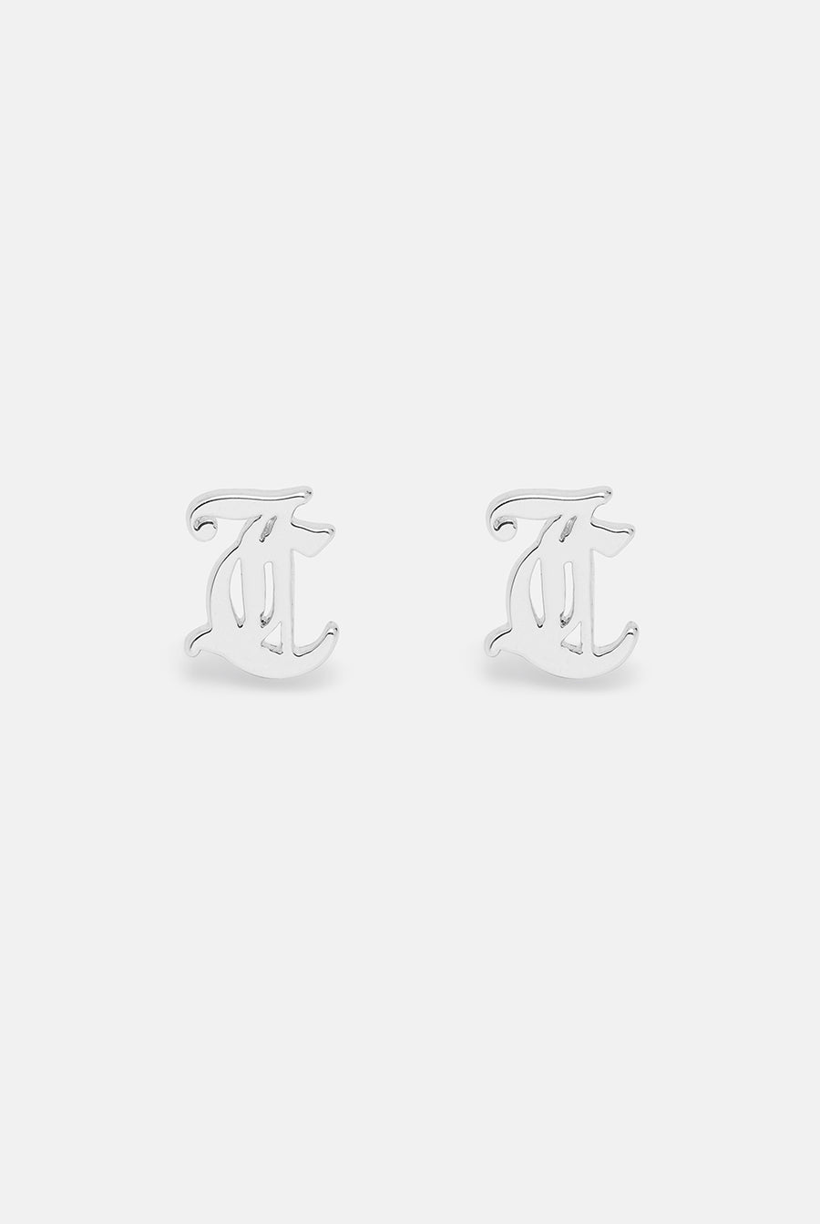 SILVER JC STUD EARRINGS