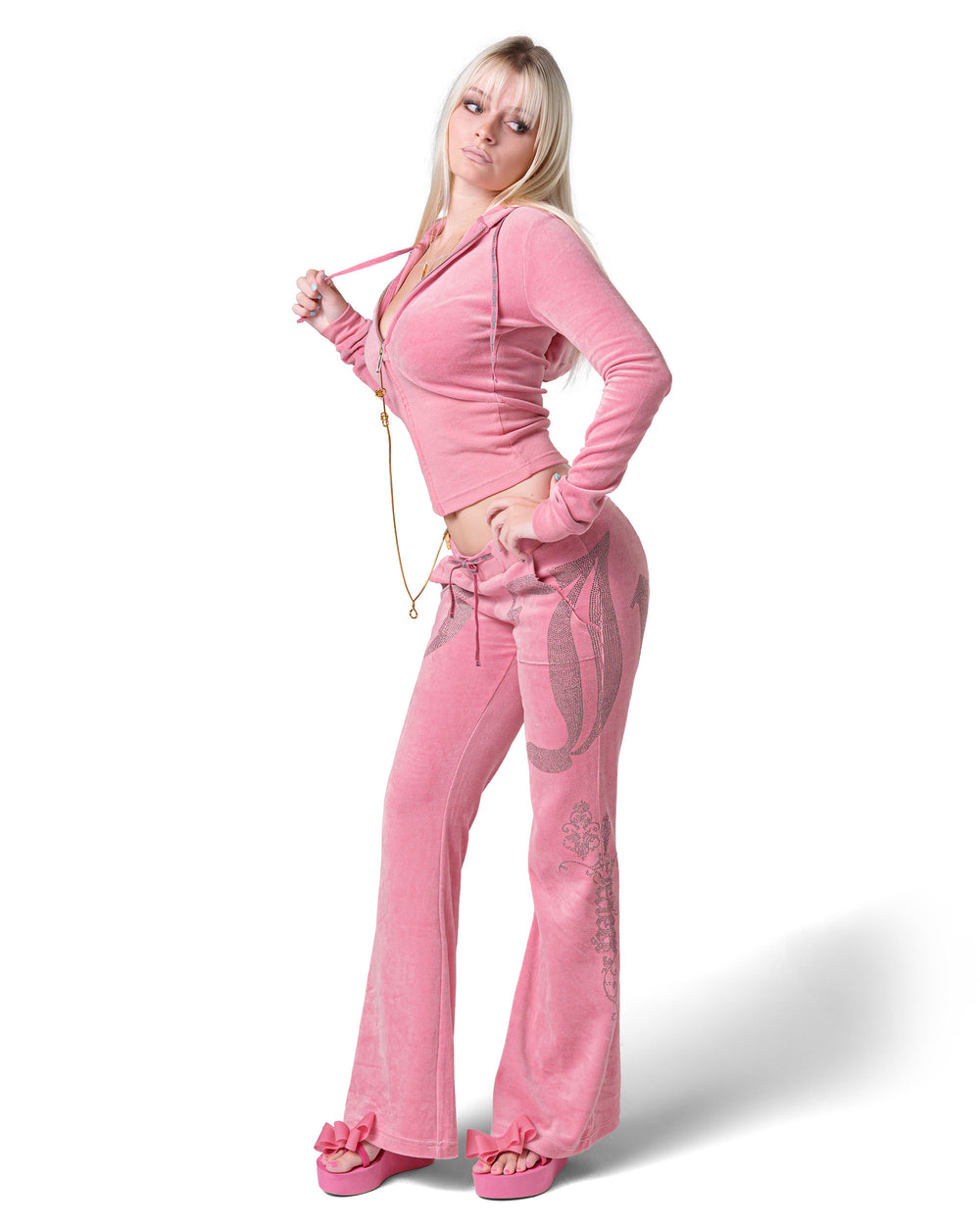 Racer x Juicy Pink Velour Hoodie